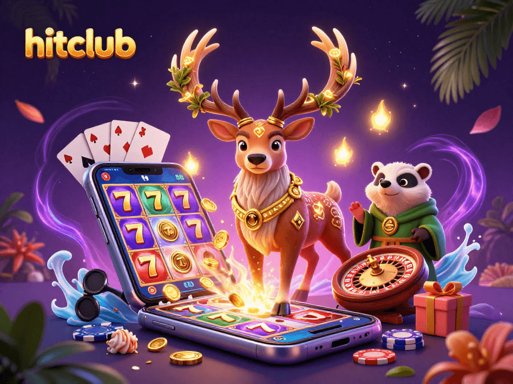 Experience hitclub’s vibrant slot world with a 3D druid stag and game elements bursting with energy.