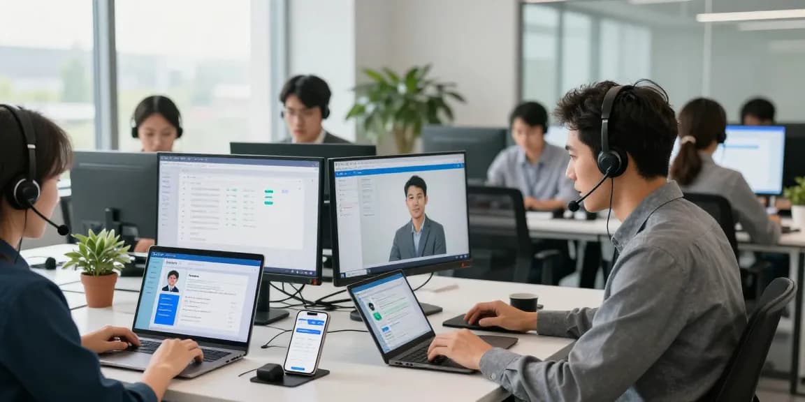 互動客服場景,展示美企亞系統於現代辦公環境中。