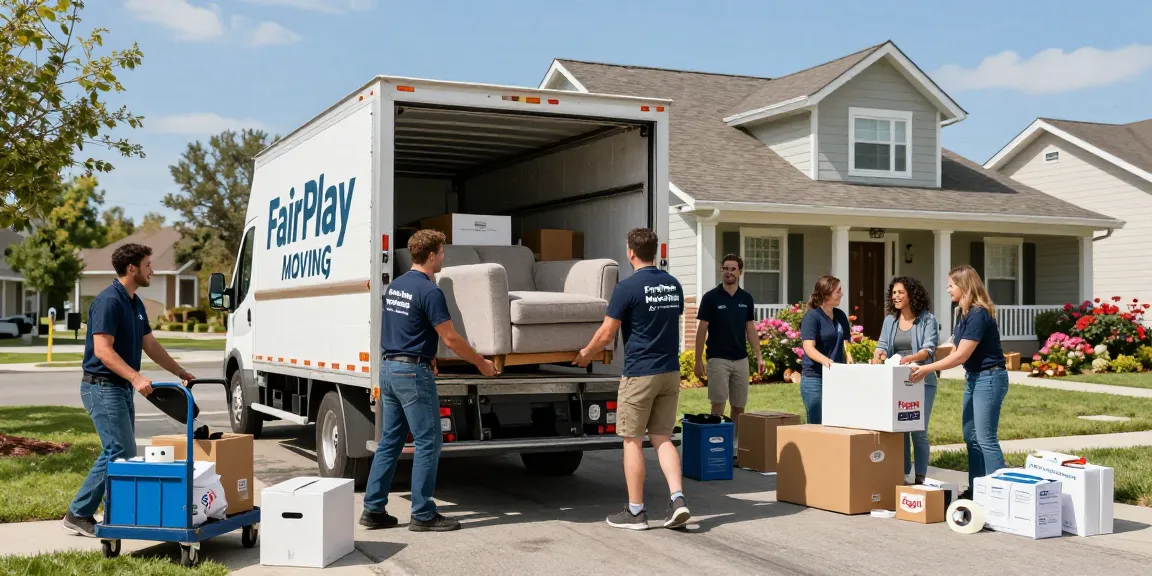 FairPlay Moving team professionally unloading furniture from a moving truck, showcasing community service.