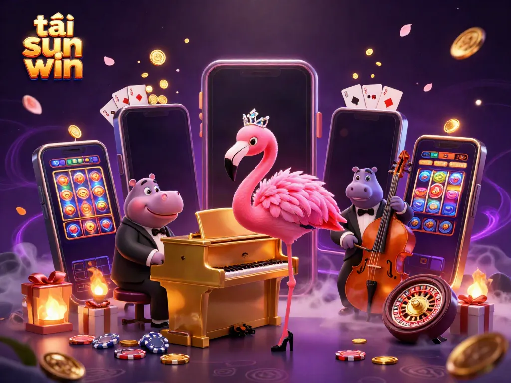 Experience the excitement of tải sun win with vibrant casino elements featuring lively characters.