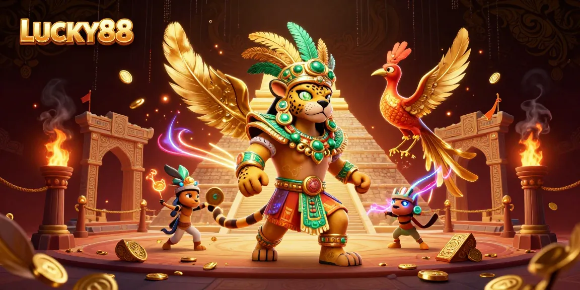 Engage in thrilling gameplay at LUCKY88 with vibrant characters and casino elements.