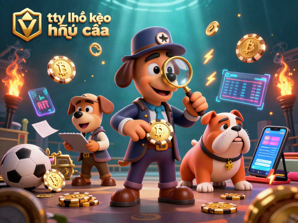 Engage with tỷ lệ kèo nhà cái while immersed in a dynamic sports betting scene featuring cartoon detectives.