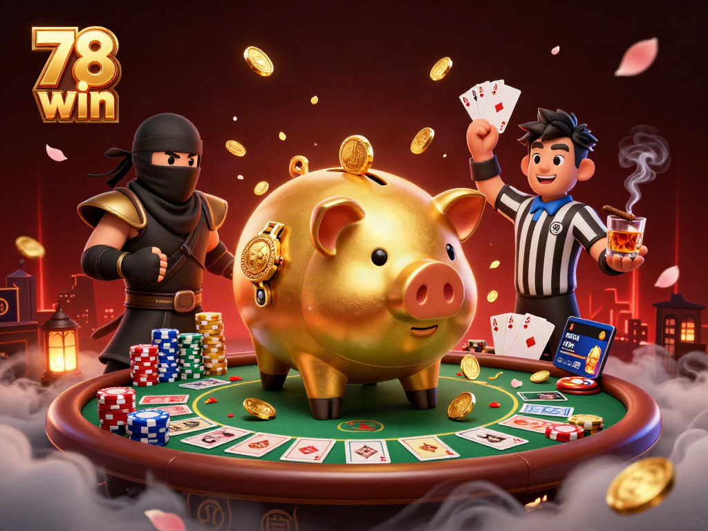Engage in thrilling gameplay with 78 win at a dynamic casino scene featuring action-packed characters and gaming elements.