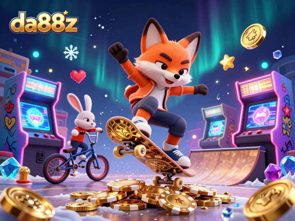 Experience thrilling gaming action with da88z in this vibrant 3D casino scene.