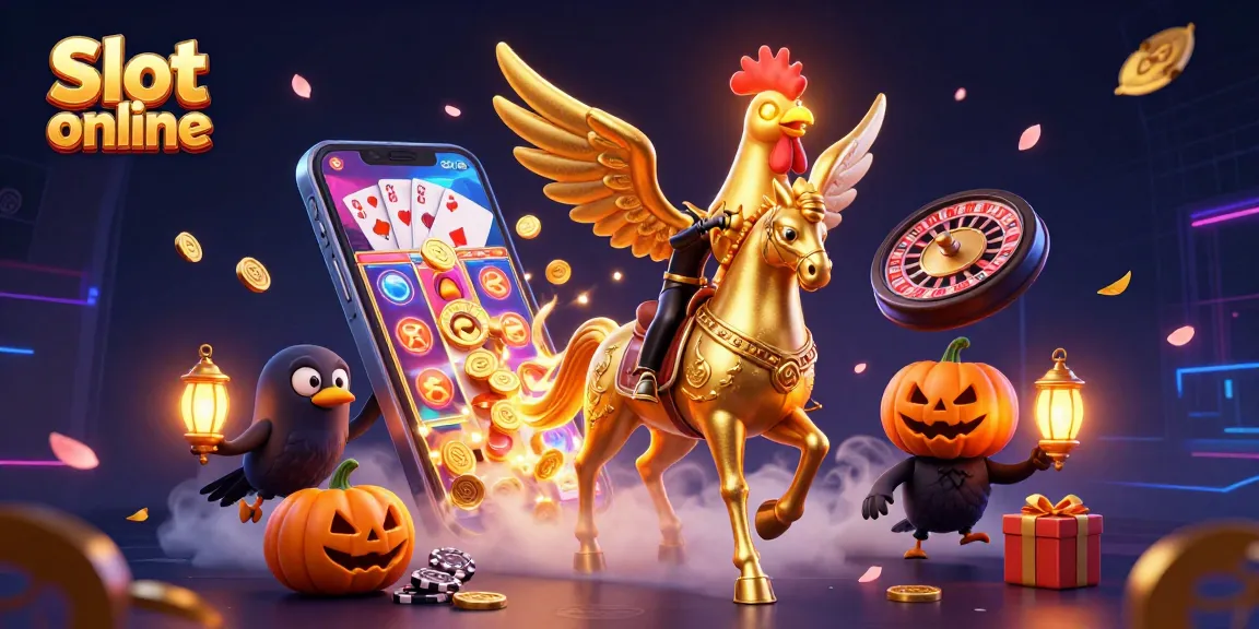 Putar slot online yang mengasyikkan dengan keberuntungan dari ayam jantan emas di kasino malam.