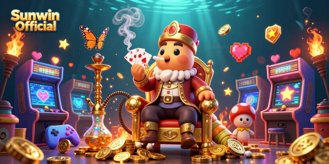 Engage in thrilling gameplay with Sunwin Official's vibrant casino-themed illustration featuring dynamic characters and elements.
