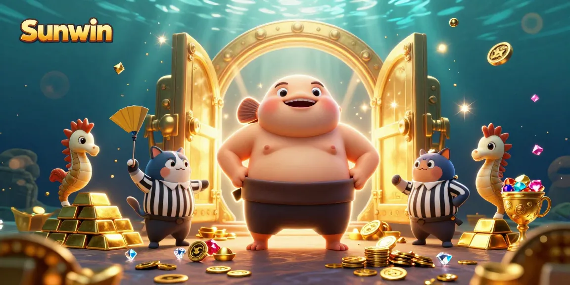 Experience thrilling gameplay with Sunwin featuring cartoon characters and treasure in an underwater casino.