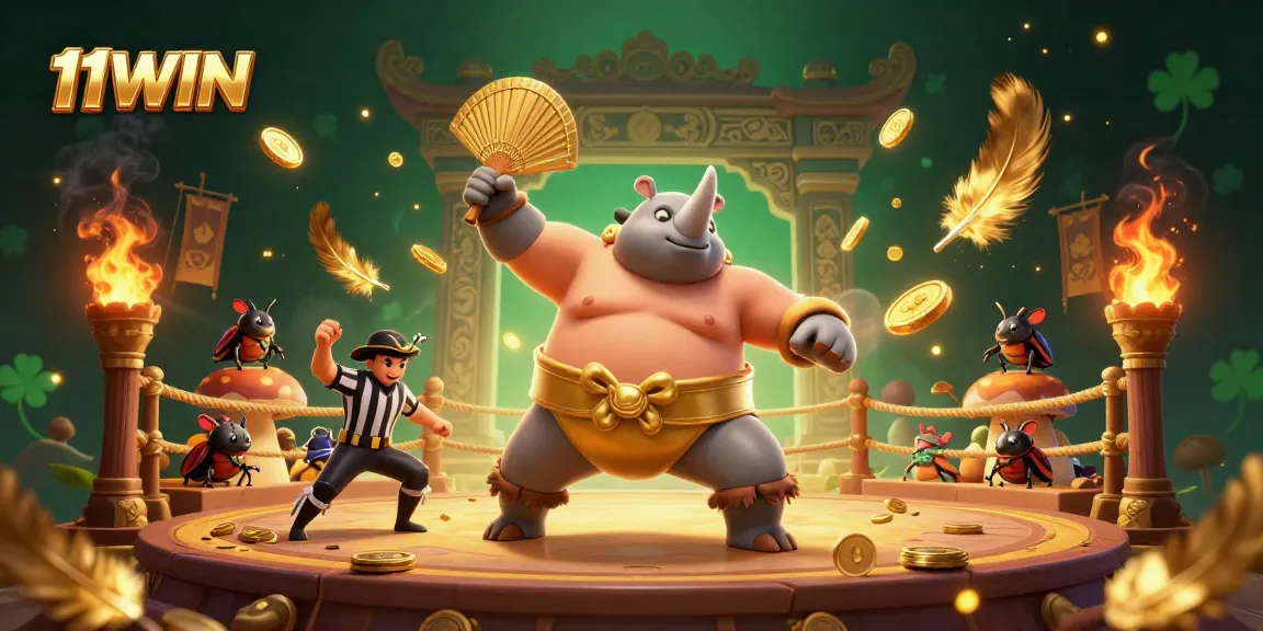 Join the action at 11WIN as the beetle champion stomps, sending coins flying in excitement.